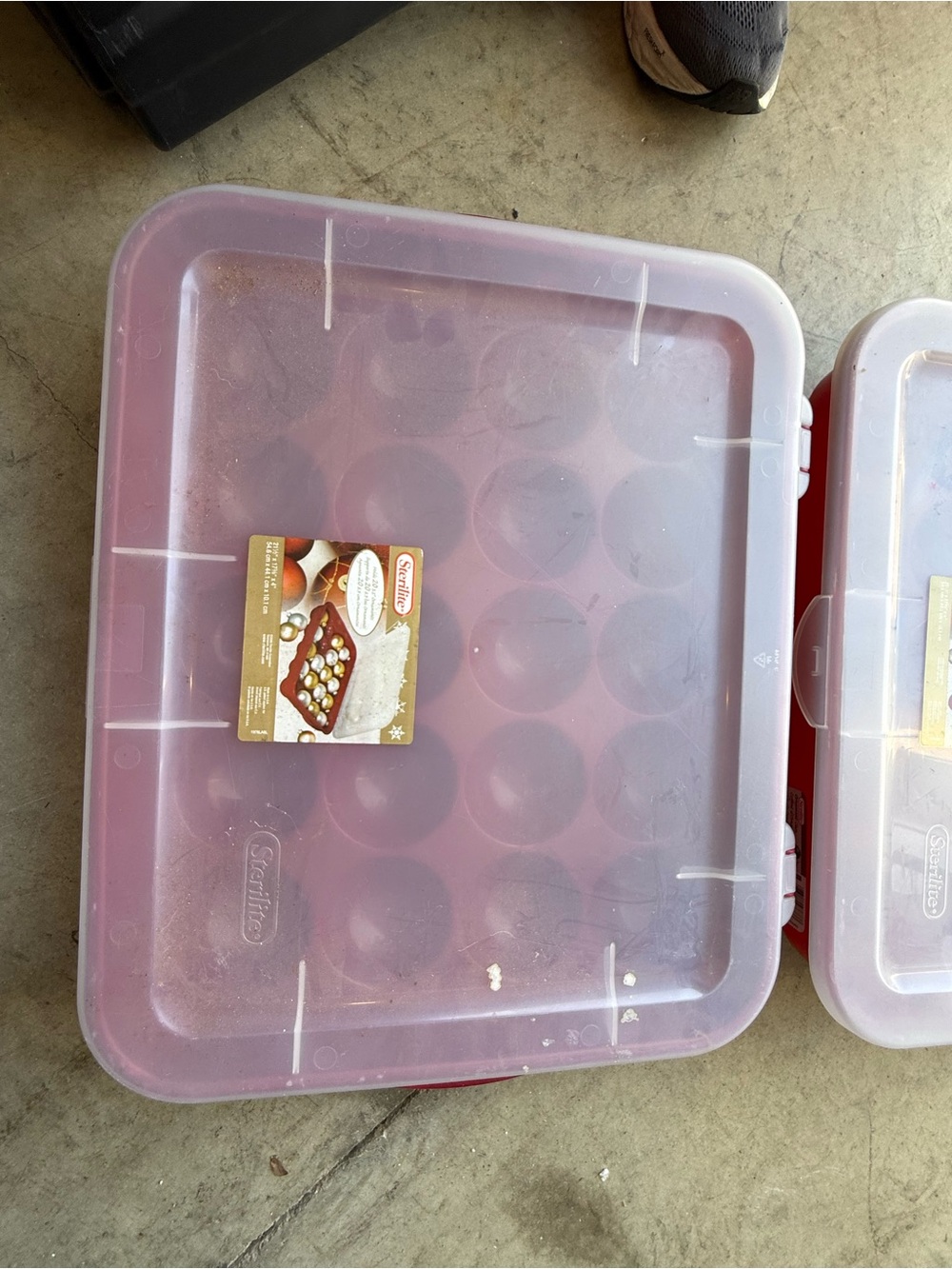Red Christmas Storage Container with Clear Lid
